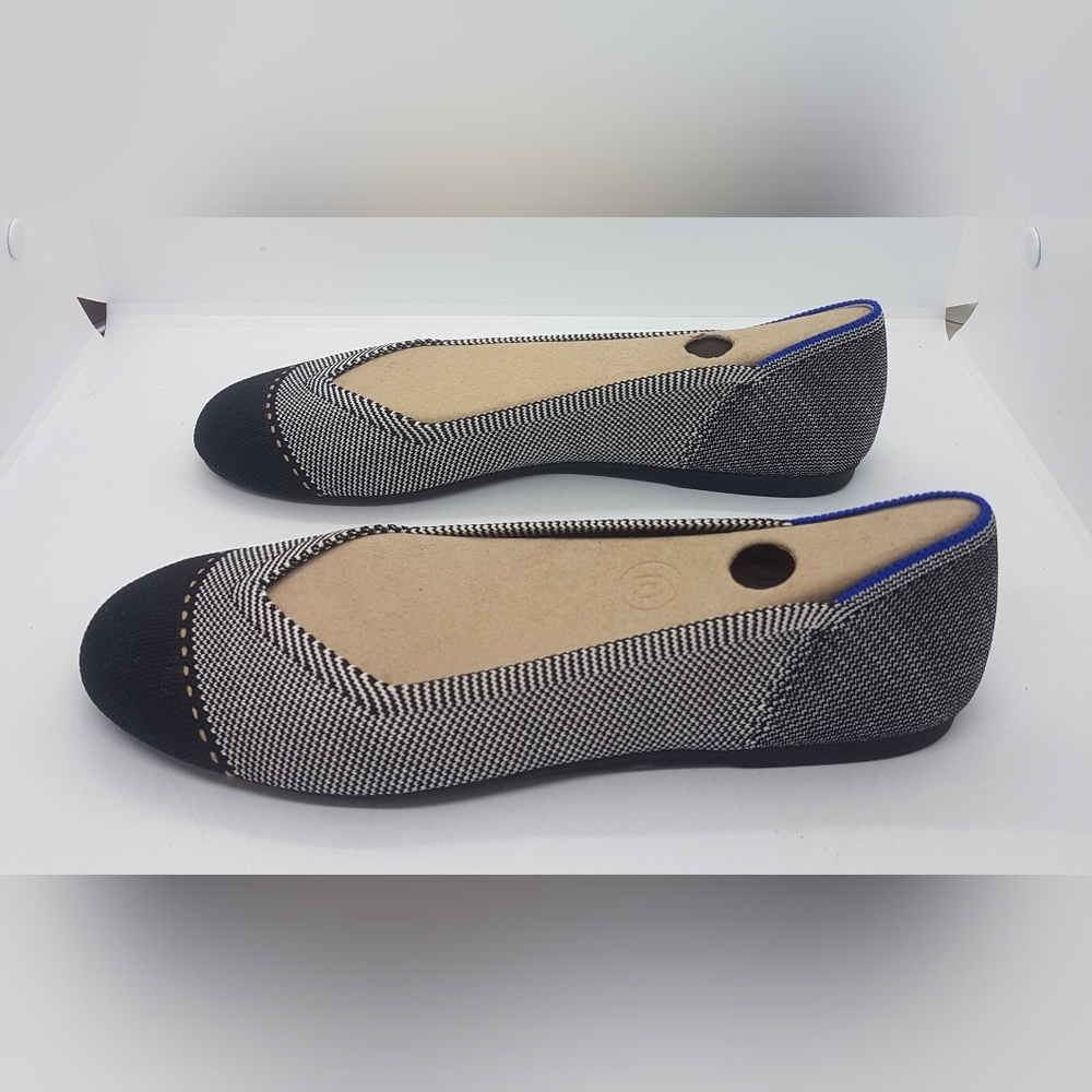 New Rothys Women's Grey Mist Captoe Textile Flats Sz 8 - Picture 2 of 6